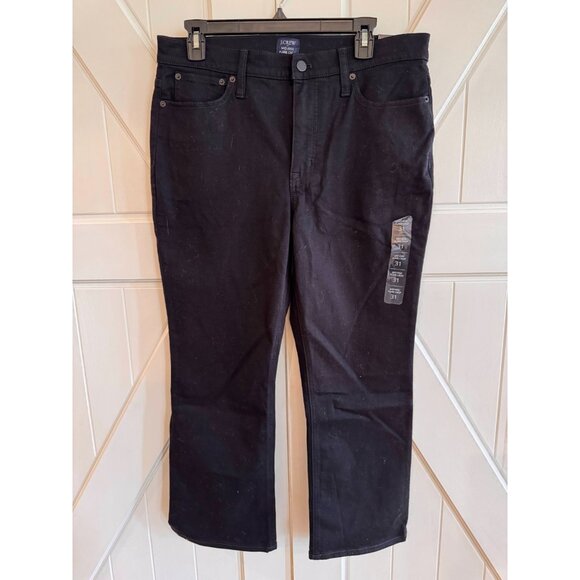 NWT J.Crew Black Mid-Rise Flare Crop Signature Stretch Jeans Womens Size 31 - Picture 2 of 10